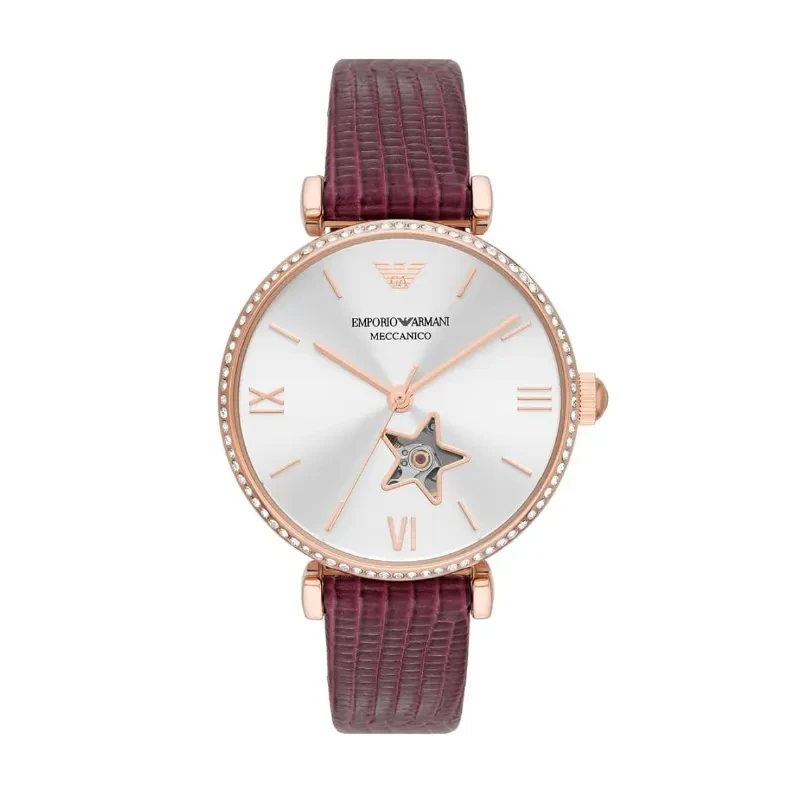 Emporio Armani Meccanico Automatic Silver Dial Ladies Watch- AR60044